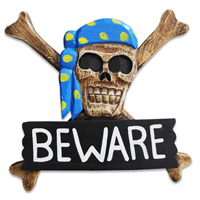 Pirate Skull, Handmade From Albesia Wood