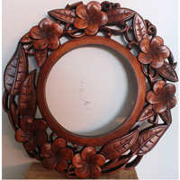 Wooden Wallhanging, Mirror, Made From Suar Wood