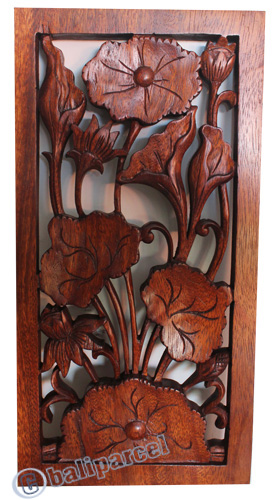 Wooden Wallhanging,Lotus Made From Suar Wood