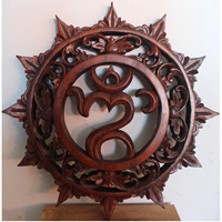 Wooden Wallhanging, OM, Made From Suar Wood