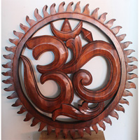 Wooden Wallhanging, OM, Made From Suar Wood