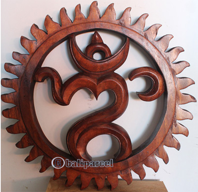 Wooden Wallhanging, OM, Made From Suar Wood