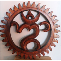 Wooden Wallhanging, OM, Made From Suar Wood