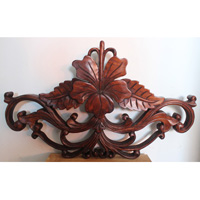 Wooden Wallhanging, Hibiscus, Made From Suar Wood
