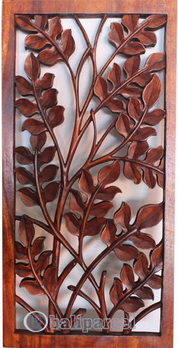Wooden Wallhanging, Leaf Carved, Made From Suar Wood