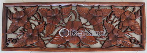 Wooden Wallhanging, Hibiscus, Made From Suar Wood
