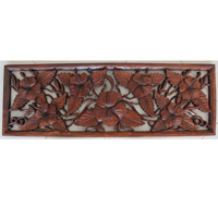 Wooden Wallhanging, Hibiscus, Made From Suar Wood