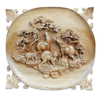 Wooden Wallhanging,Elephant Made From Suar Wood