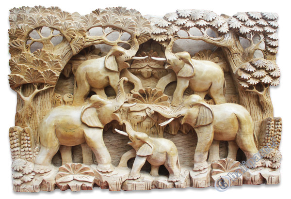 Wooden Wallhanging,Elephant Made From Suar Wood
