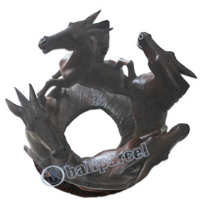 Wooden Horse Head, Hand Carved From Suar Wood (included Glass)