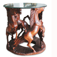 Wooden Horse Head, Hand Carved From Suar Wood (included Glass)