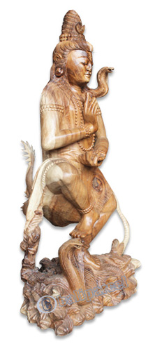 Wooden Siwa Statue, Hand Carved From Suar Wood