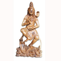 Wooden Siwa Statue, Hand Carved From Suar Wood