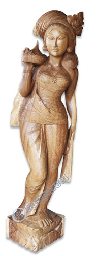 Wooden Balinese Statue, Hand Carved From Suar Wood