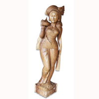 Wooden Balinese Statue, Hand Carved From Suar Wood