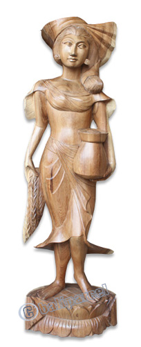 Wooden Balinese Statue, Hand Carved From Suar Wood