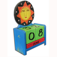 Wooden Calendar With Moon, Hadmade From Albesia Wood