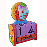 Wooden Calendar With Moon, Hadmade From Albesia Wood