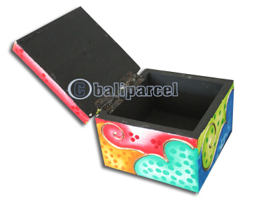 Wooden Box With Painted, Hand Carved From Albesia Wood