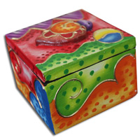 Wooden Box With Painted, Hand Carved From Albesia Wood