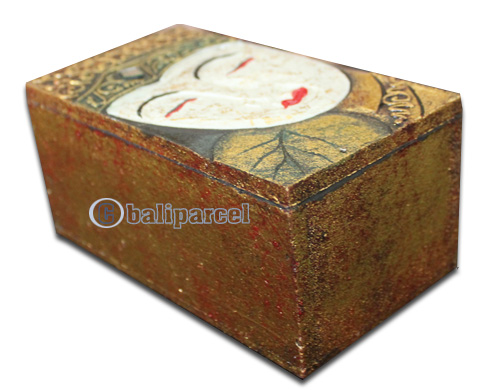 Wooden Box With Painted, Hand Carved From Albesia Wood