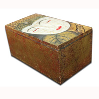 Wooden Box With Painted, Hand Carved From Albesia Wood