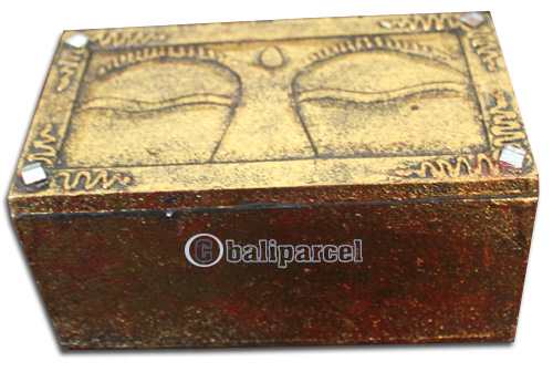 Wooden Box With Painted, Hand Carved From Albesia Wood