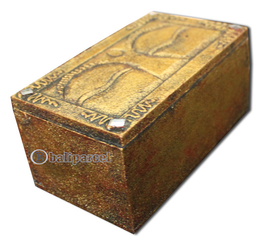 Wooden Box With Painted, Hand Carved From Albesia Wood