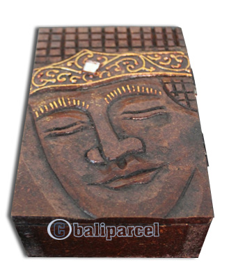 Wooden Box With Painted, Hand Carved From Albesia Wood