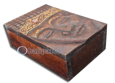 Wooden Box With Painted, Hand Carved From Albesia Wood