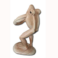 Wooden Frog Wine Bottle Holder, Hand Carved From Suar Wood With Natural Polish