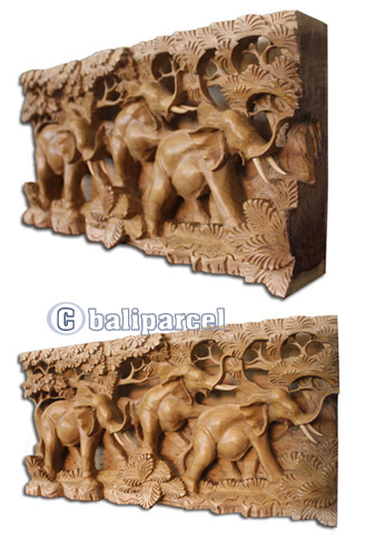 Wooden Wallhanging, 3 Elephant Made From Suar Wood