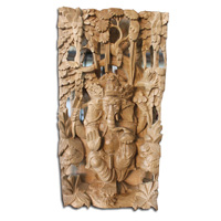 Wooden Ganesha Wallhanging, Hand Carved From Suar Wood