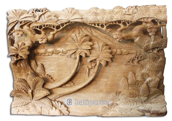 Wooden Wallhanging, Hibiscus, Made From Suar Wood With Natural Polish