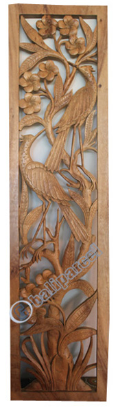 Wooden Wallhanging, Cambodia With 2 Bird Carved, Made From Suar Wood With Natural Polish
