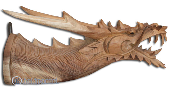 Wooden Dragon Wallhanging, Hand Carved From Suar Wood With Natural Polish