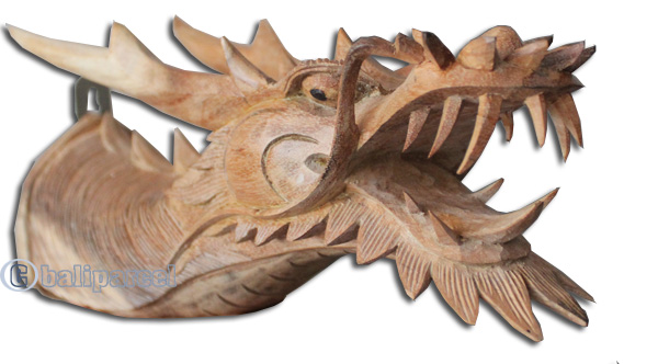 Wooden Dragon Wallhanging, Hand Carved From Suar Wood With Natural Polish