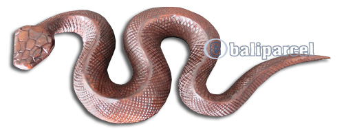 Wooden Snake, Hand Carved From Suar Wood With Brown Polished