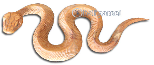 Wooden Snake, Hand Carved From Suar Wood With Natural Polished