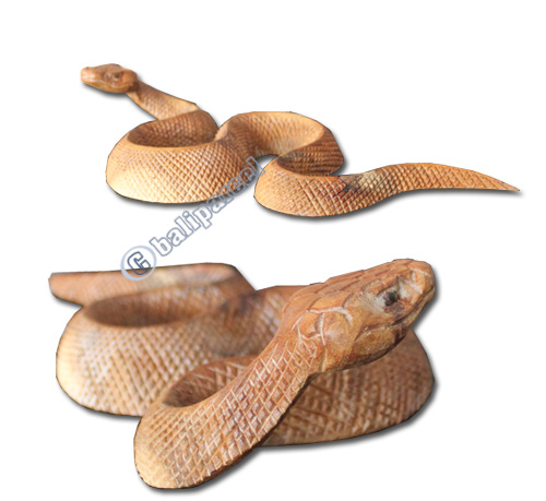 Wooden Snake, Hand Carved From Suar Wood With Natural Polished