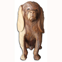 Wooden Dog, Hand Carved From Suar Wood With Natural Polished