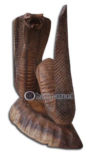 Wooden Snake, Hand Carved From Suar Wood With Natural Polished