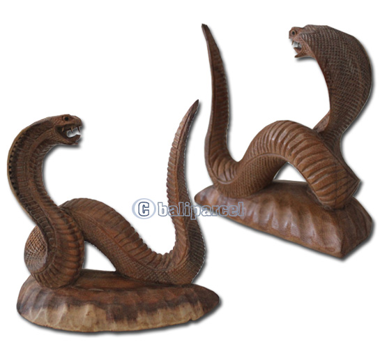 Wooden Snake, Hand Carved From Suar Wood With Natural Polished