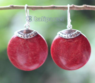 Earring Silver With Coral