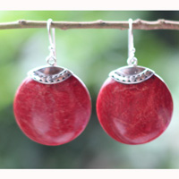 Earring Silver With Coral