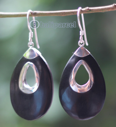 Earring Silver With Sono Wood