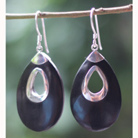 Earring Silver With Sono Wood