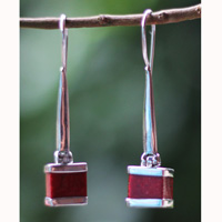 Earring Silver With Coral