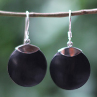 Earring Silver With Sono Wood