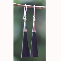 Earring Silver With Sono Wood